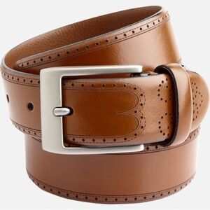 Joseph Abboud Feather Edged Laser Detail Leather Belt